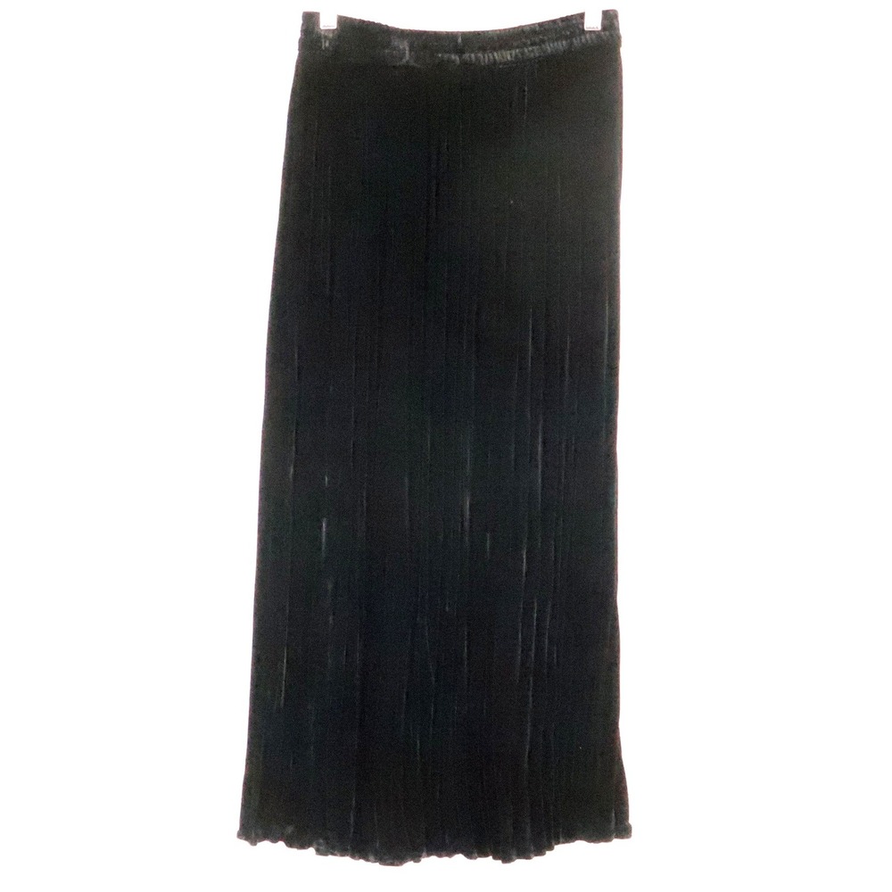 Talbots Vintage Pleated Velvet Midi Skirt Size 6 Black Silk Blend 90s Minimalist
